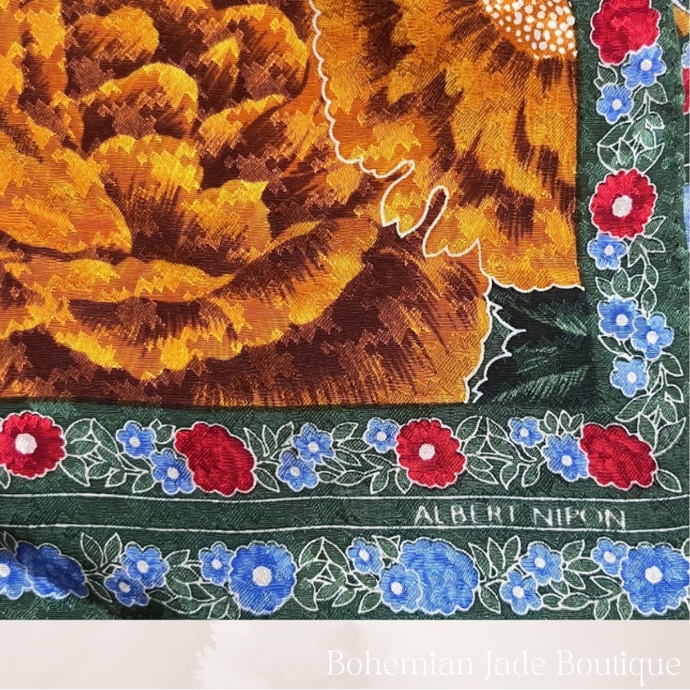 Vintage Albert Nipon Silk Floral Scarf - Picture 5 of 5